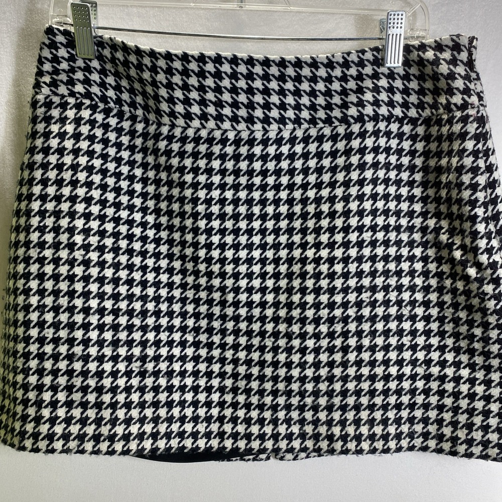 Preppy Houndstooth The Limited Womens Mini Skirt Cotton Blend 8 Black White